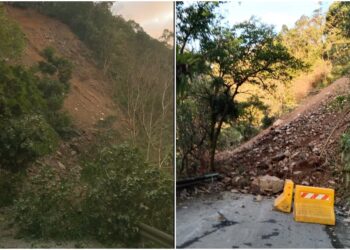 影音/聯外道路崩落大量土石 福山植物園緊急休園