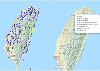 0405凌晨有感地震 震央在花蓮近海 最大震度4級